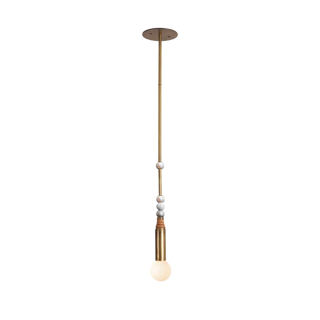 Suspension moderne Grant en Laiton ancien et blanc marbre