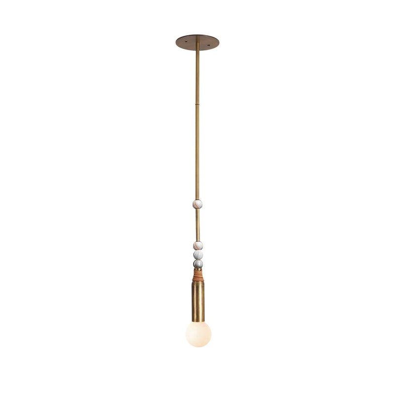 Grant Modern Pendant Light, Antique Brass and White Marble