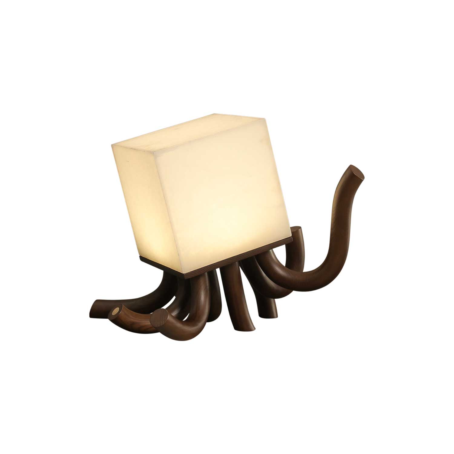 Lampe à poser moderne Eeli en Albâtre Noyer et blanc