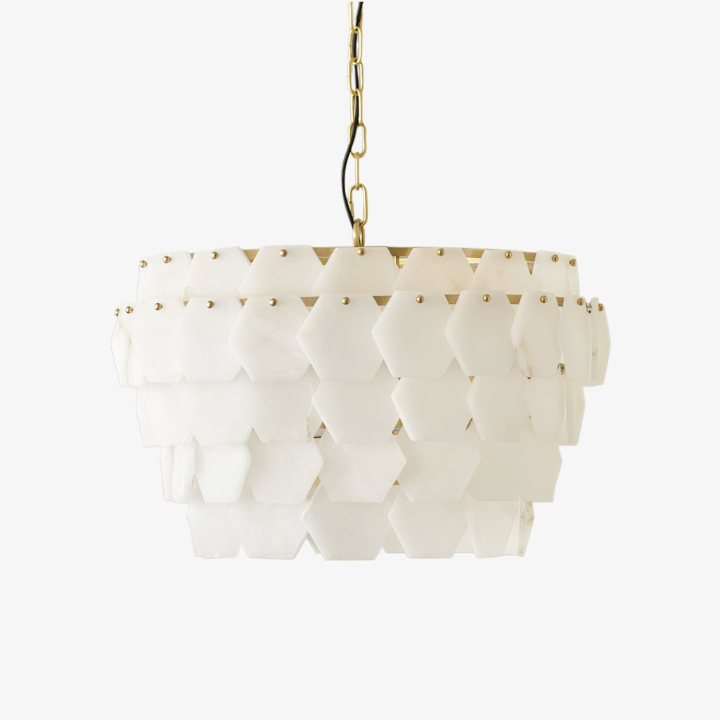 Suspension moderne Norse en Albâtre Or et blanc