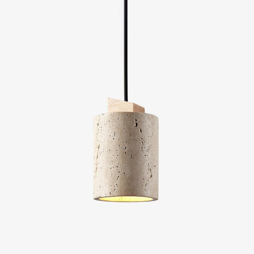 Suspension moderne Gauk en Bois et travertin jaune