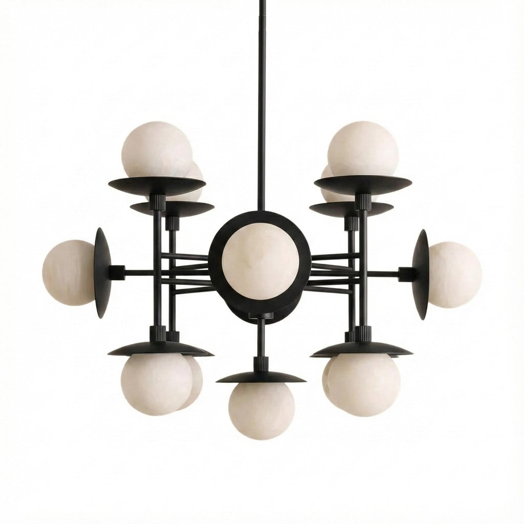 Lustre moderne Jolef en Albâtre Noir et blanc