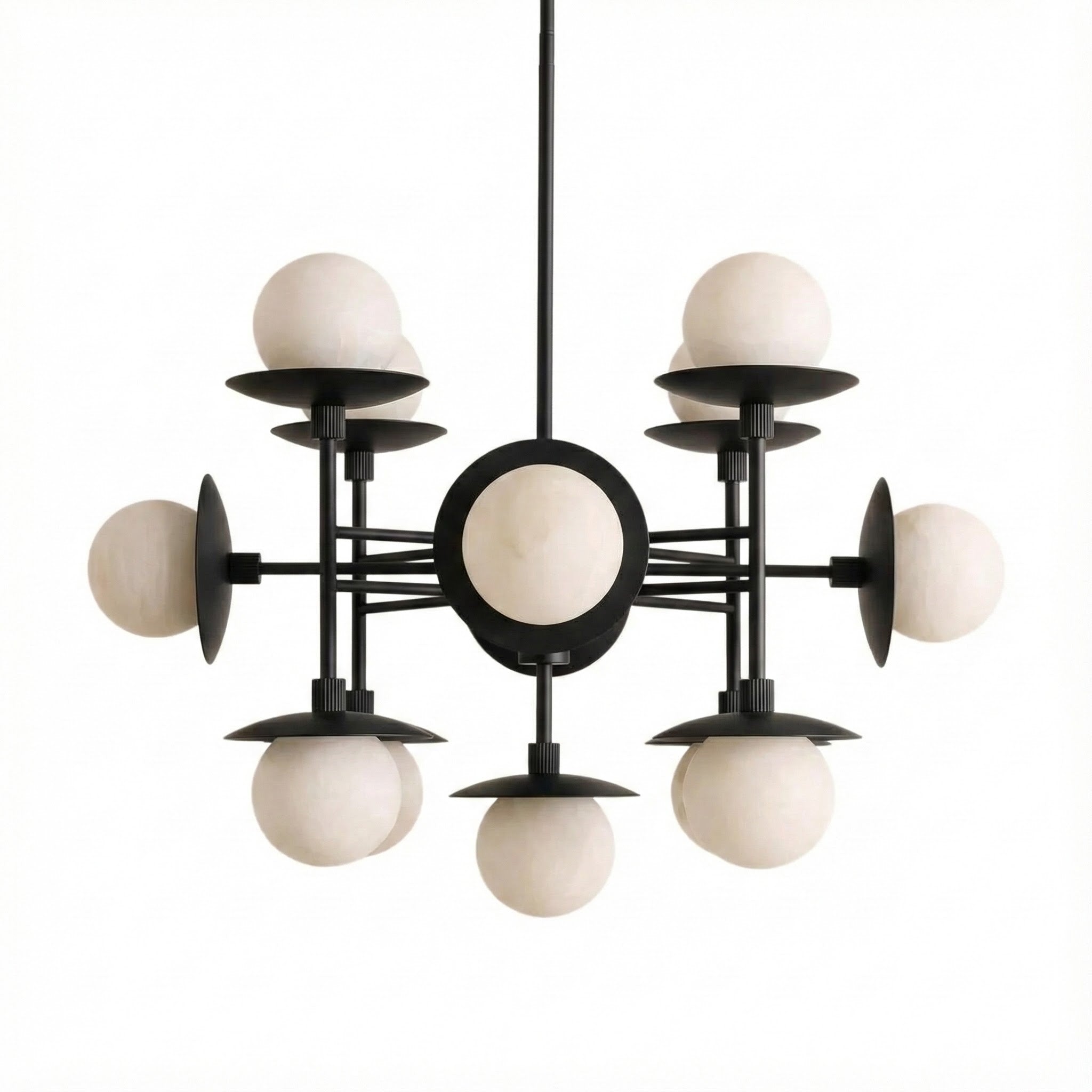 Lustre moderne Jolef en Albâtre Noir et blanc