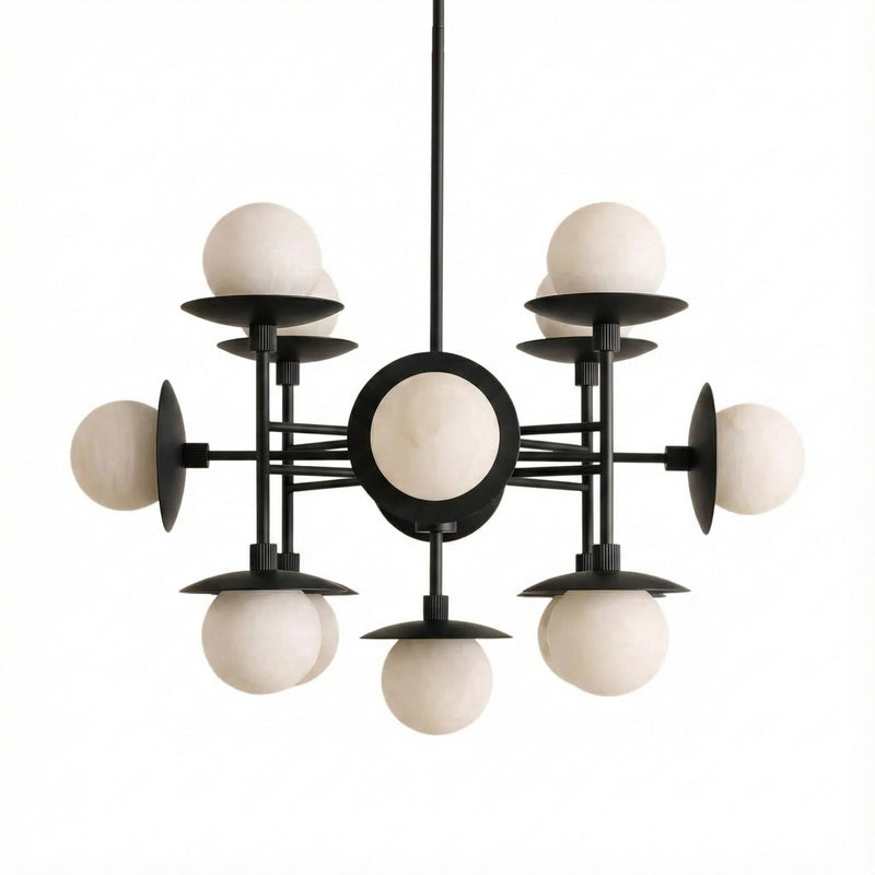 Jolef Modern Alabaster Chandelier, Black and White