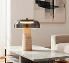 Lampe à poser moderne Kaino en Smoky gris et travertin jaune