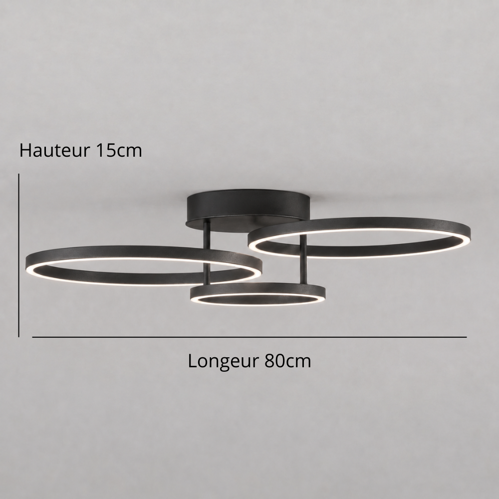 Plafonnier LED Design Triple Anneau
