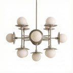 Lustre moderne Jolef en Albâtre Nickel et blanc