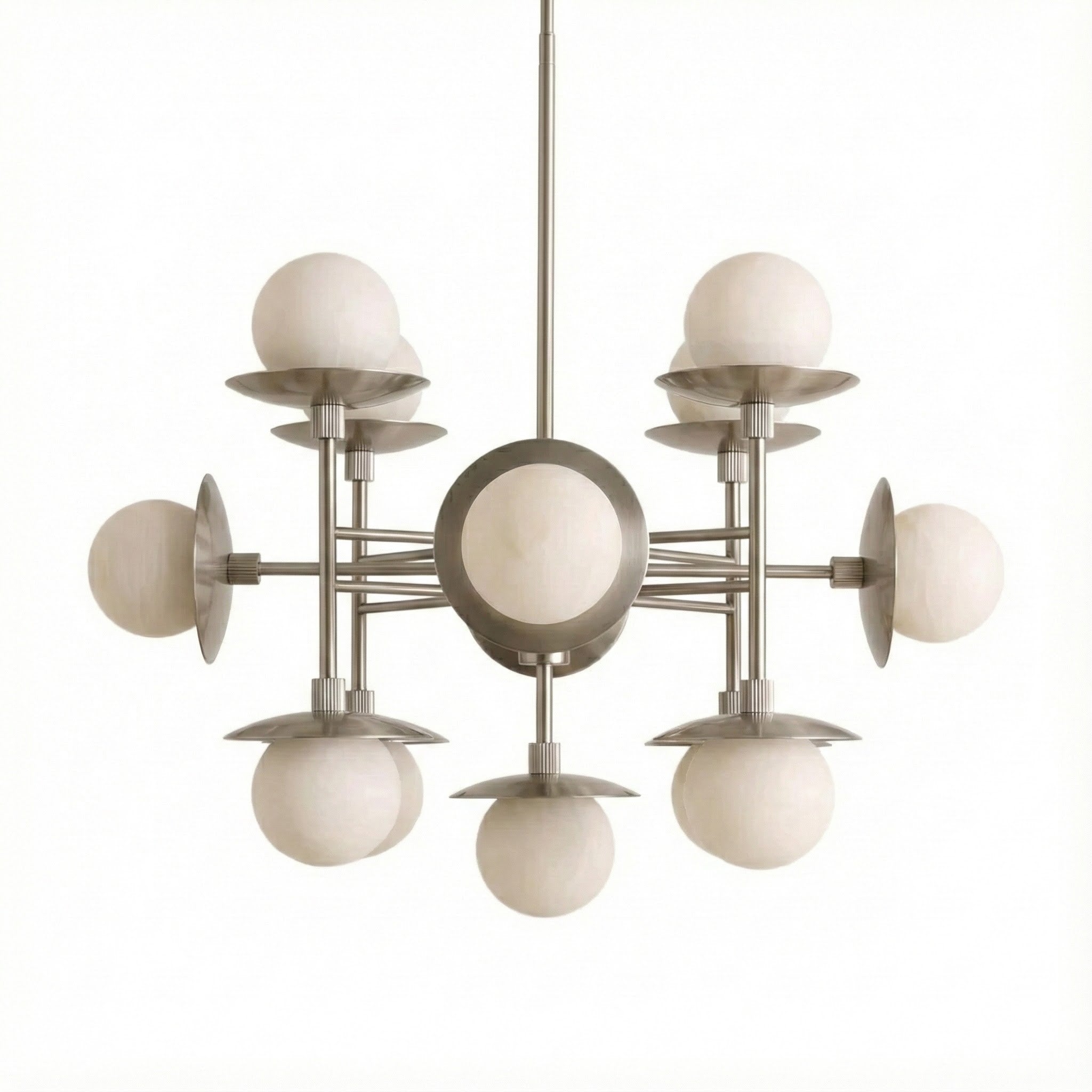 Lustre moderne Jolef en Albâtre Nickel et blanc