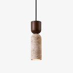 Suspension moderne Edd en Noyer bois et travertin jaune