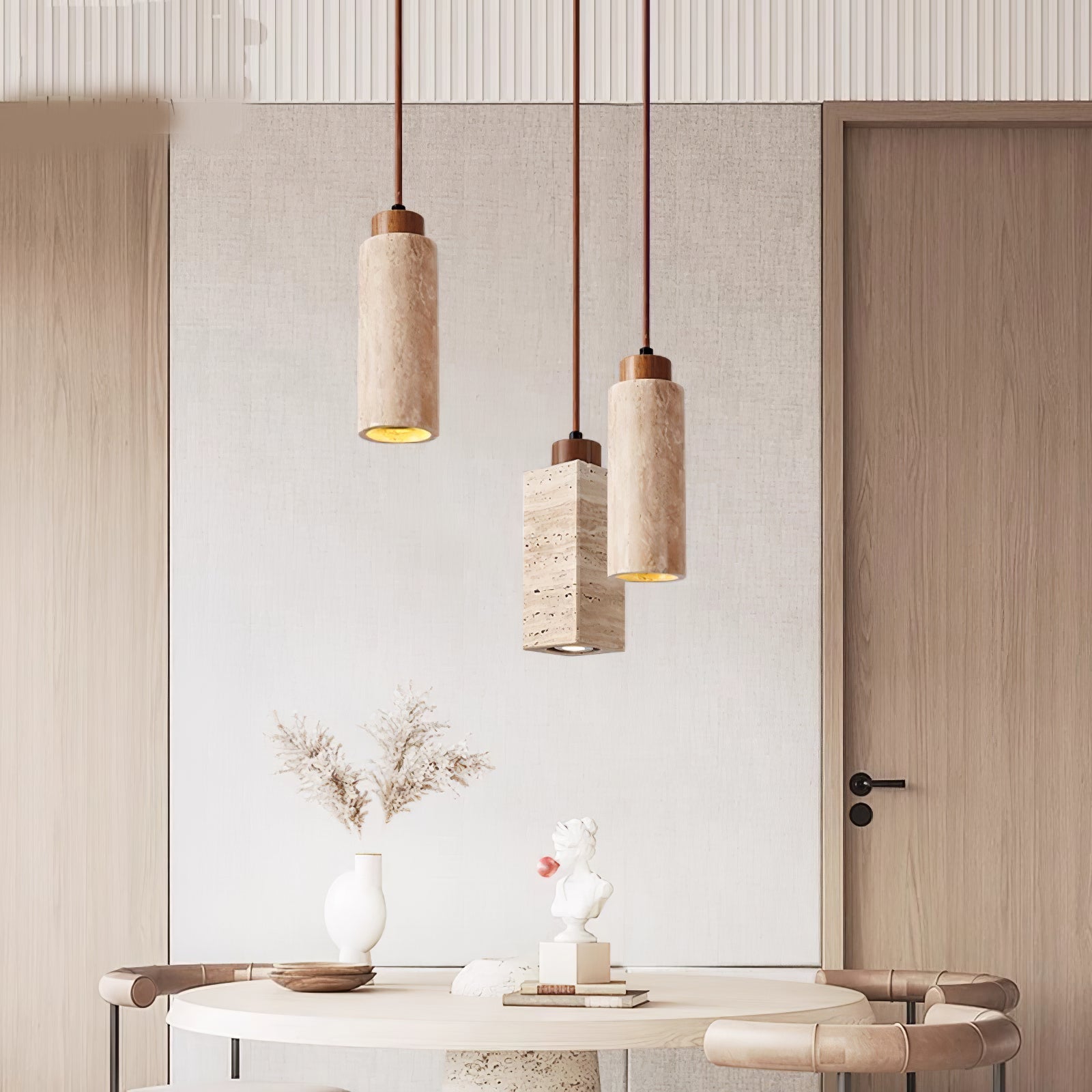 Suspension moderne Gudolf en Travertin jaune