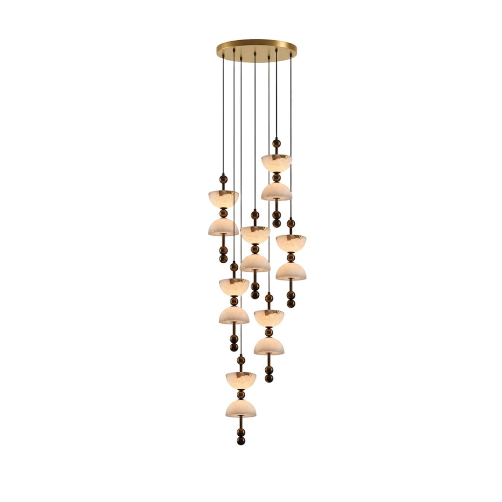 Suspension moderne Keir en Albâtre Bronze et blanc