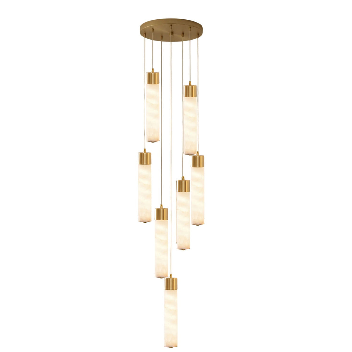 Alabaster Tube Brass Pendant Lamp