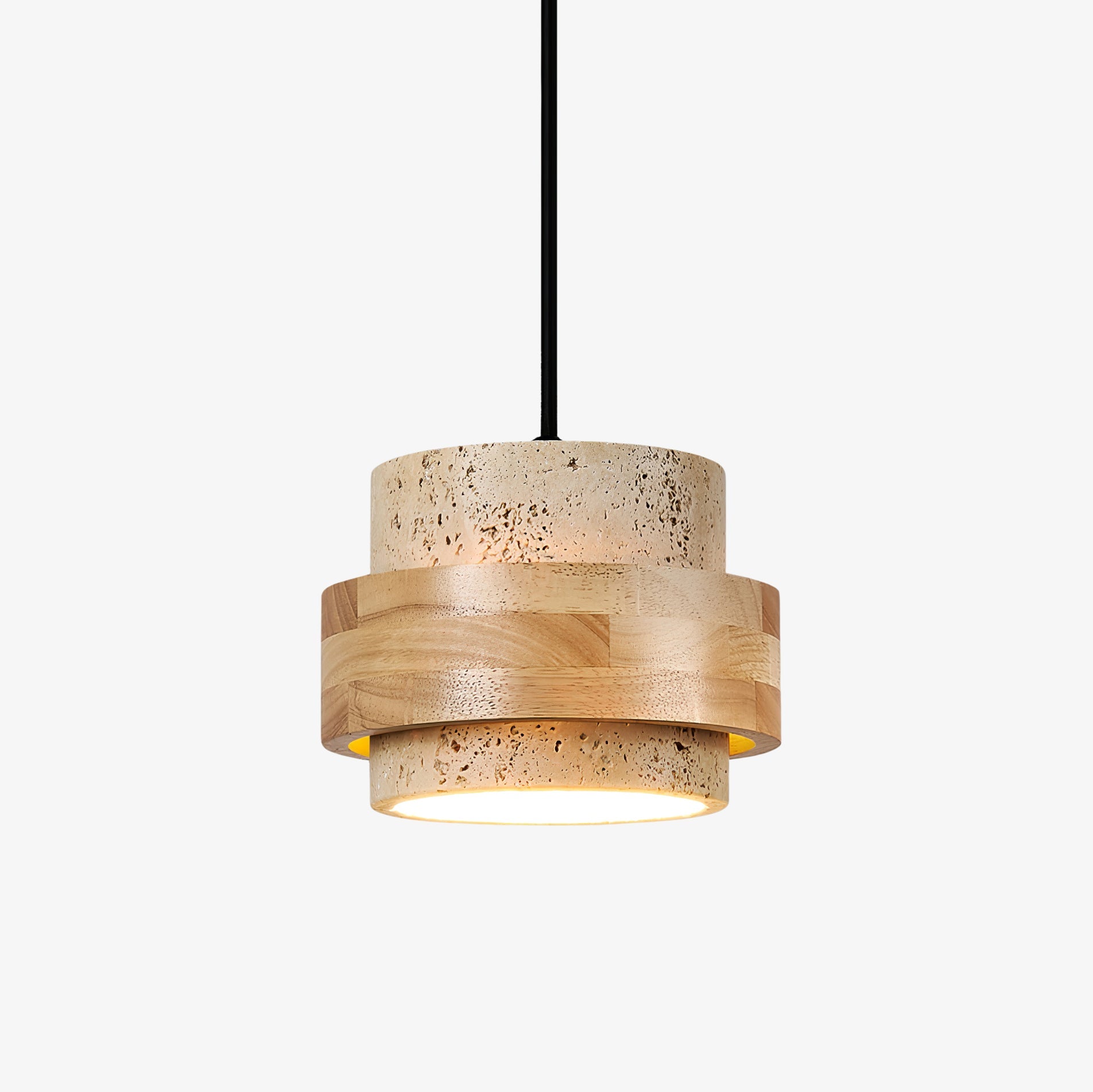 Suspension moderne Arfast en Bois et travertin jaune