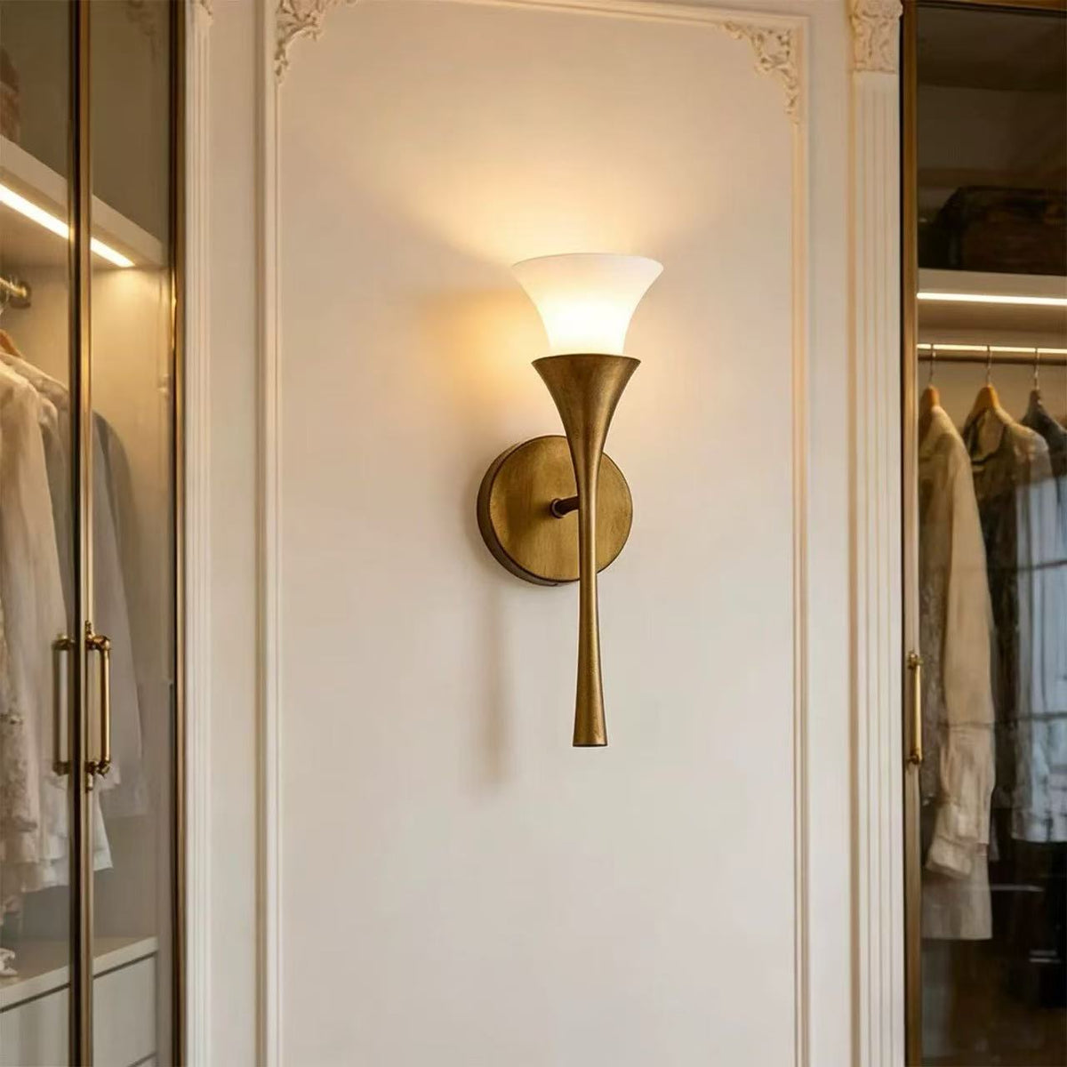 Antique Brass Cone Wall Sconce
