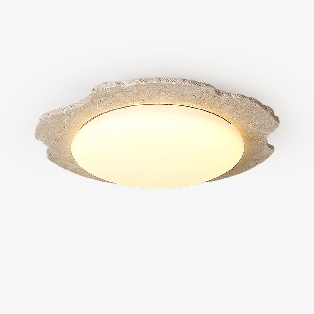 Plafonnier moderne Ivor en Travertin jaune et blanc