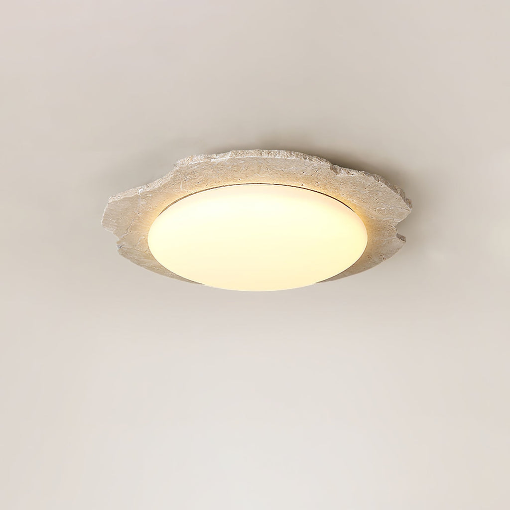 Plafonnier moderne Ivor en Travertin jaune et blanc