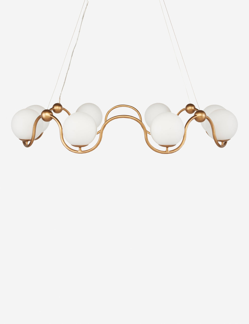Lustre art déco Cohen en laiton ancien, blanc - Laiton ancien, blanc