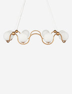 Lustre art déco Cohen en laiton ancien, blanc - Laiton ancien, blanc