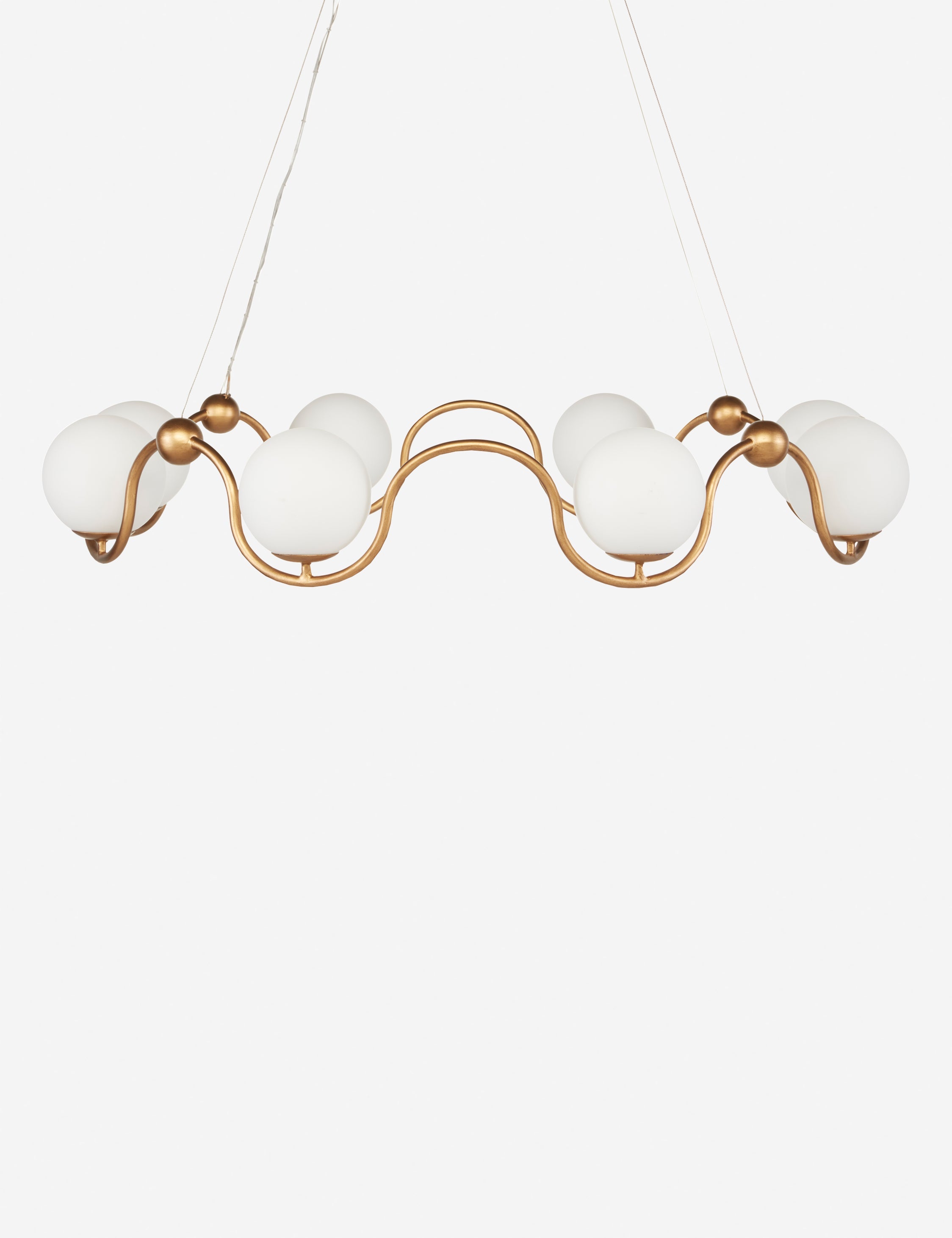 Lustre art déco Cohen en laiton ancien, blanc - Laiton ancien, blanc