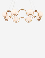 Lustre art déco Cohen en laiton ancien, blanc - Laiton ancien, blanc