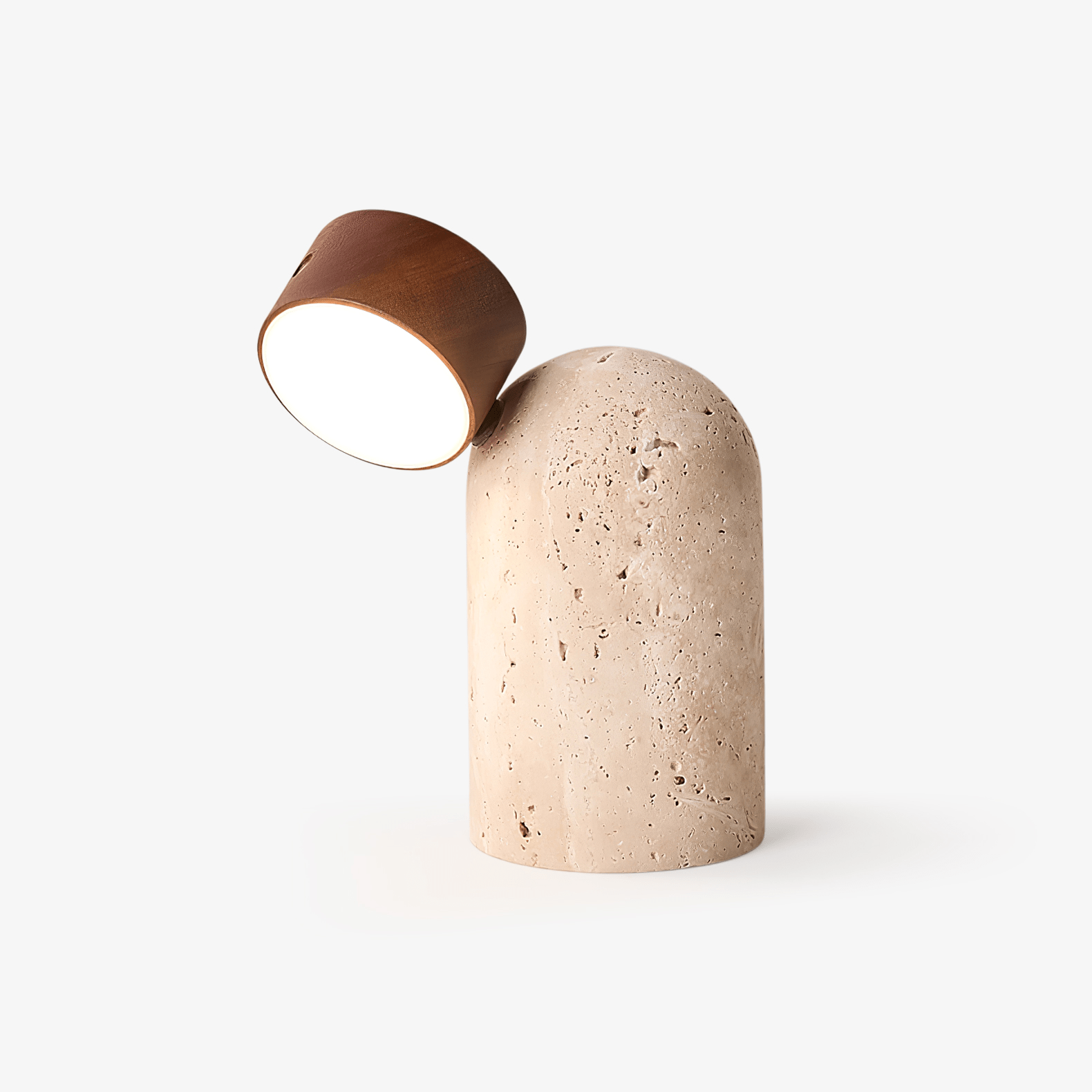 Lampe à poser moderne Hodr en pierre Bois et travertin jaune