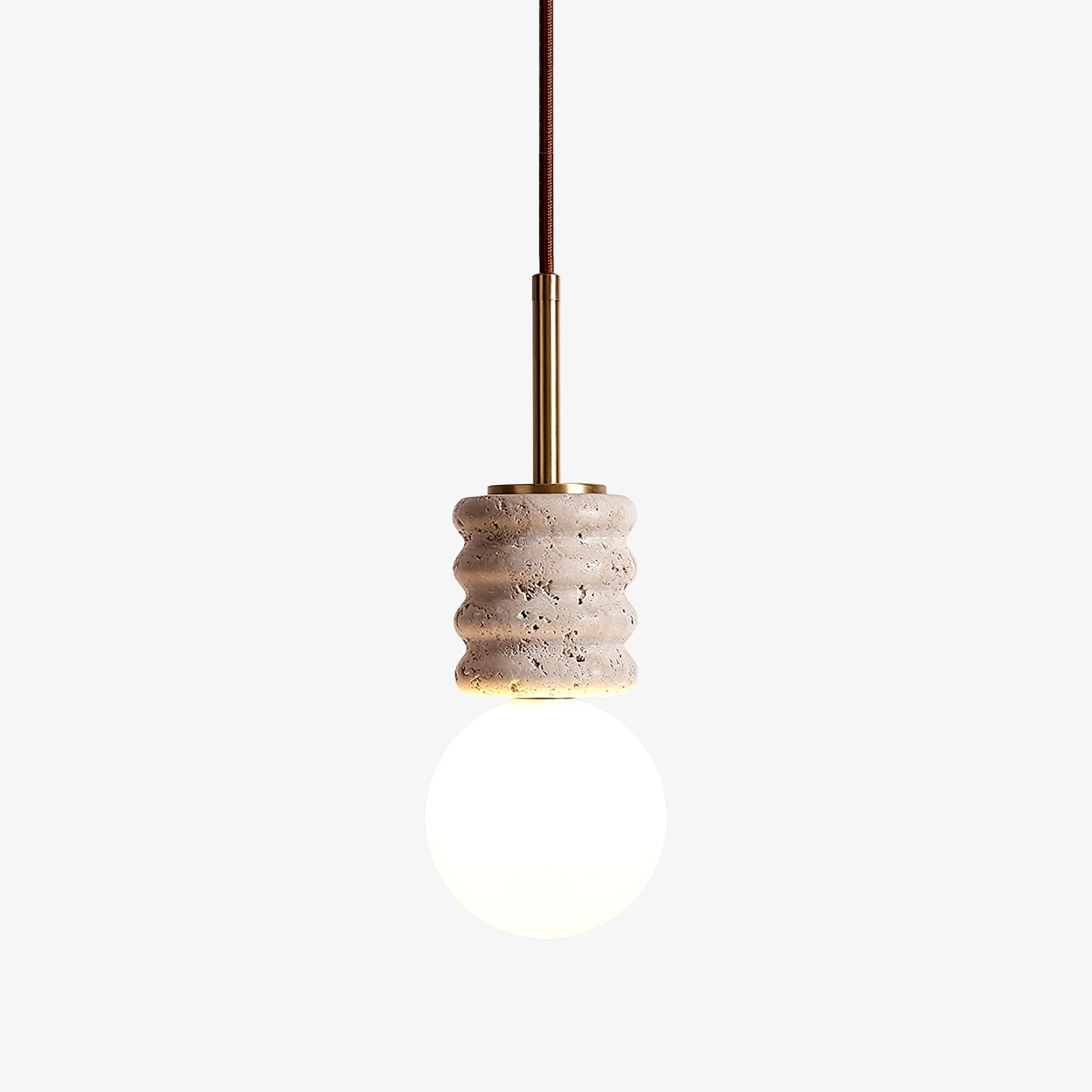 Suspension moderne Herman en Travertin jaune et blanc