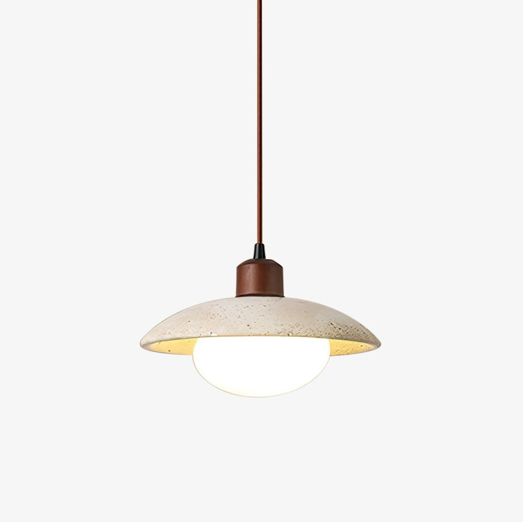 Suspension moderne Damek en Noyer et travertin jaune