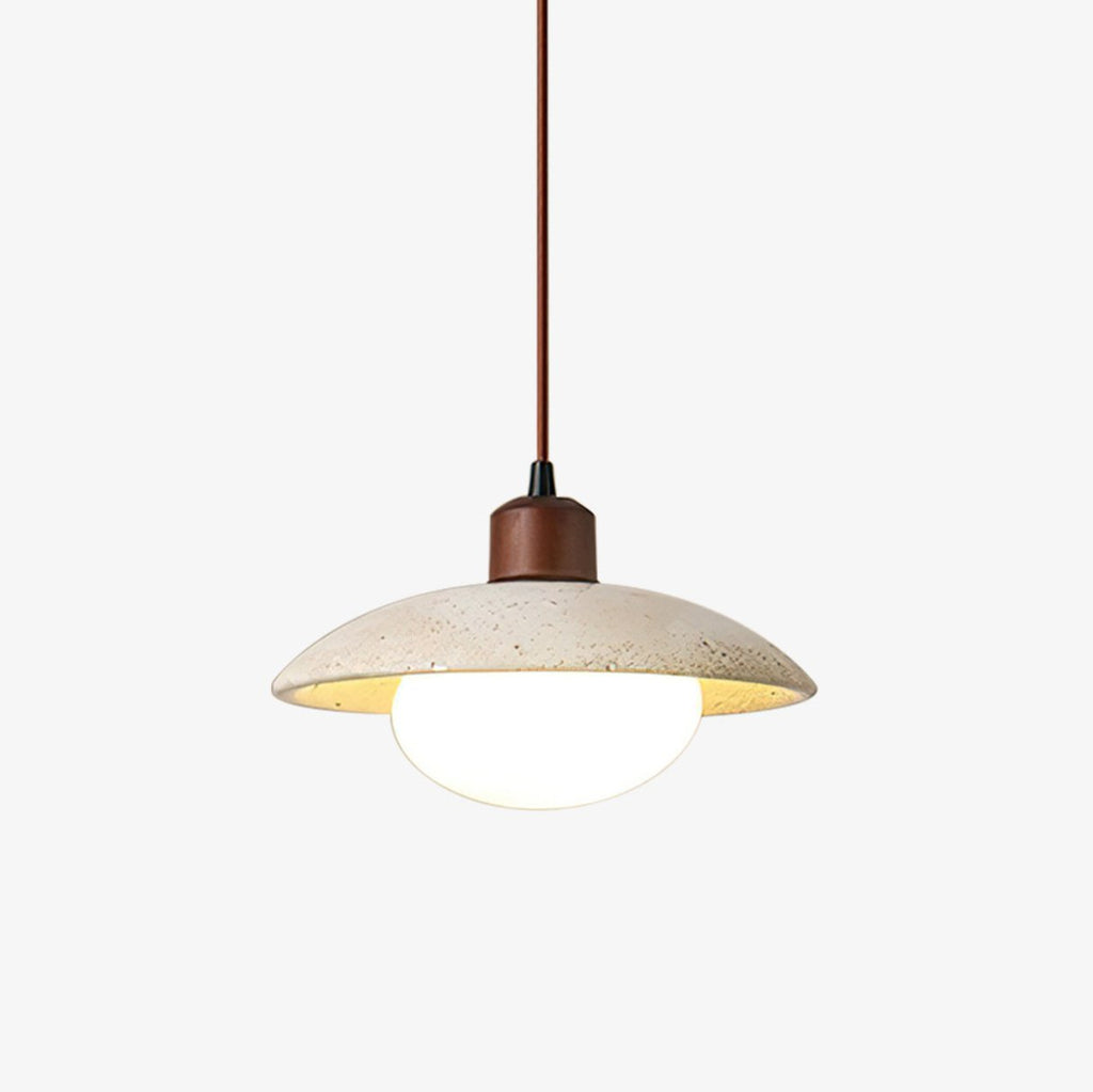 Suspension moderne Damek en Noyer et travertin jaune