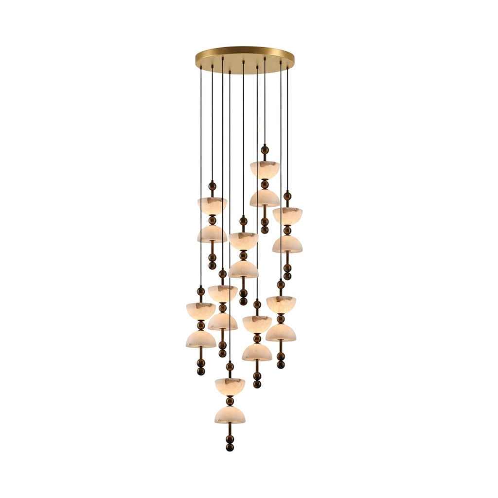 Suspension moderne Keir en Albâtre Bronze et blanc