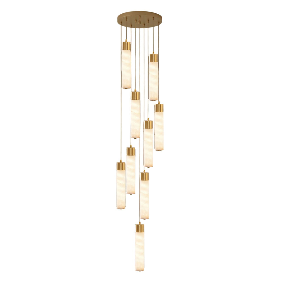 Alabaster Tube Brass Pendant Lamp