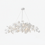 Lustre moderne Flemming en Métal Blanc corps et blanc feuilles