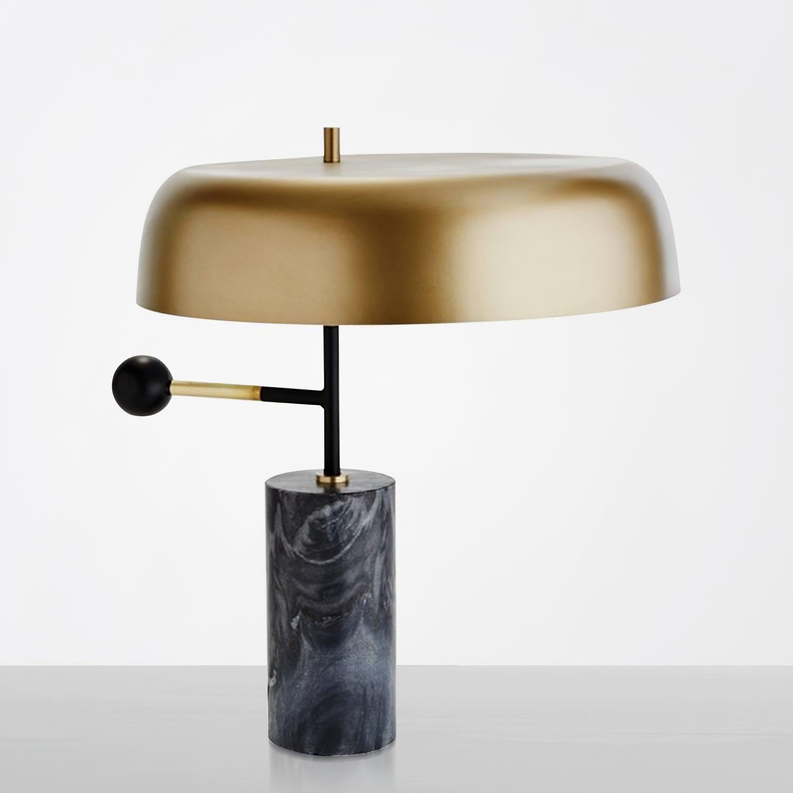 Lampe à poser moderne Riel en Fer, Métal, Marbre Noir et doré