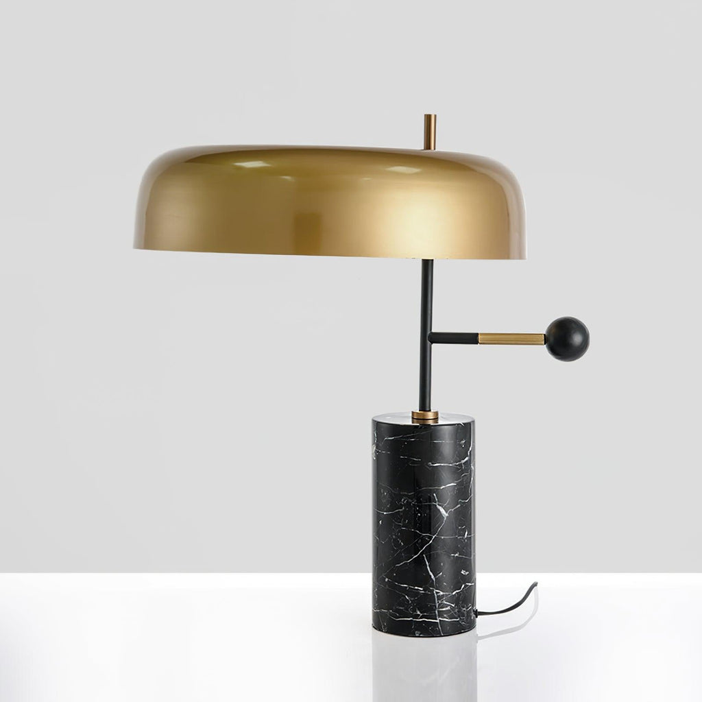 Lampe à poser moderne Riel en Fer, Métal, Marbre Noir et doré