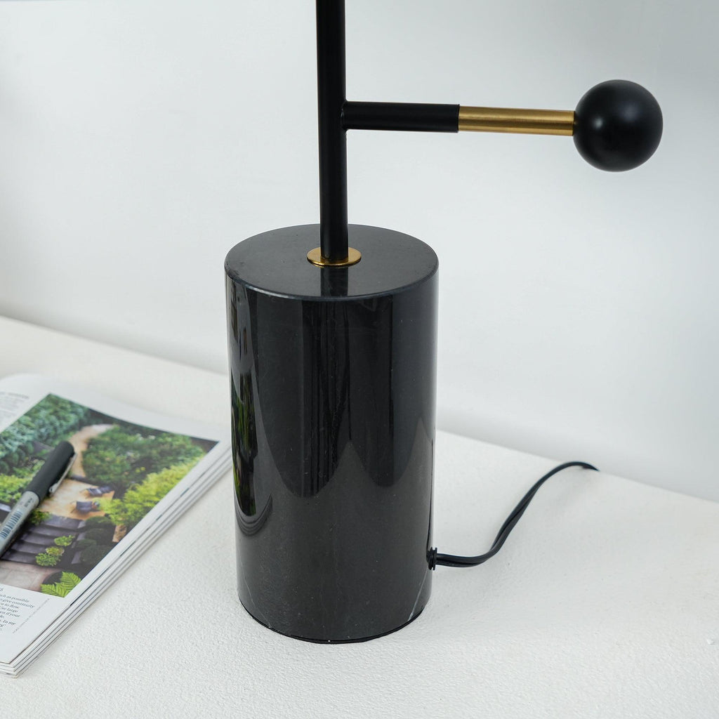 Lampe à poser moderne Riel en Fer, Métal, Marbre Noir et doré