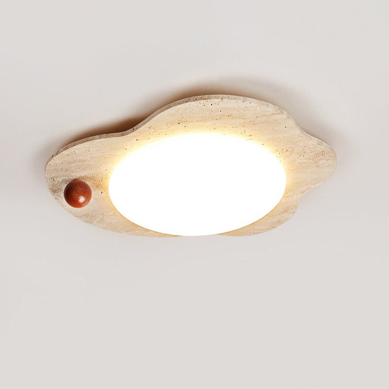 Plafonnier moderne Tyko en Travertin jaune et blanc