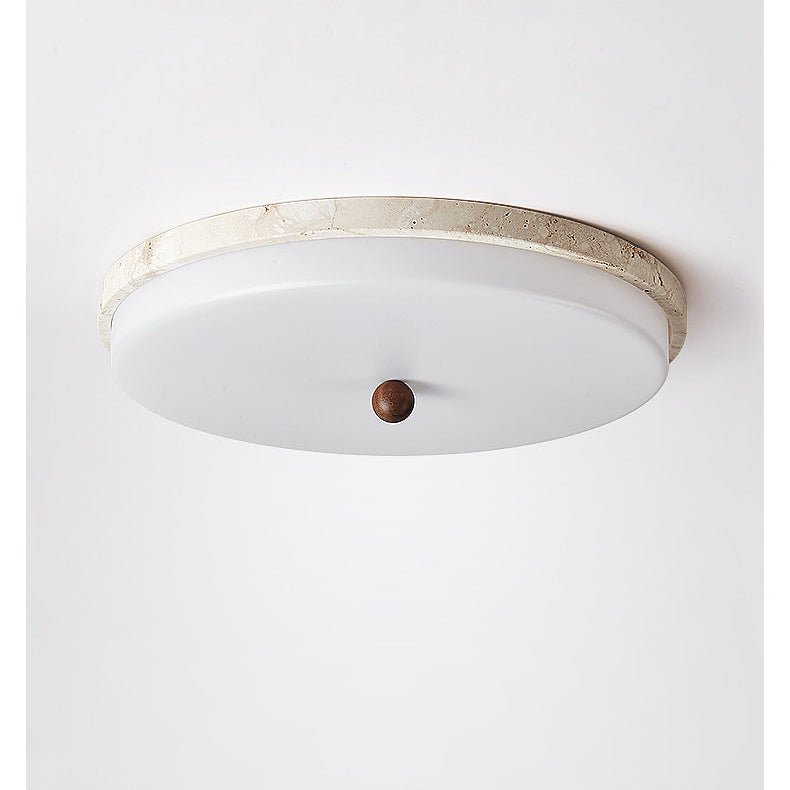 Plafonnier moderne Newton en Travertin jaune et blanc