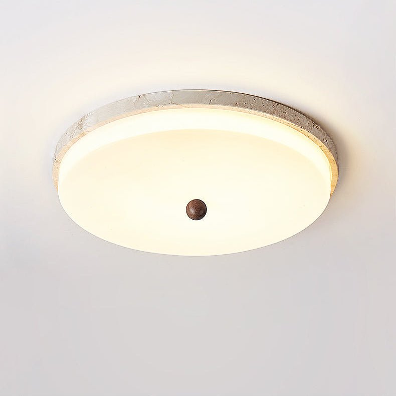 Plafonnier moderne Newton en Travertin jaune et blanc