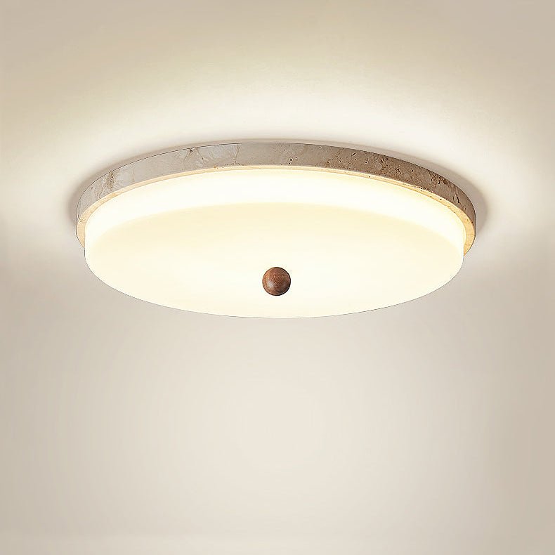 Plafonnier moderne Newton en Travertin jaune et blanc