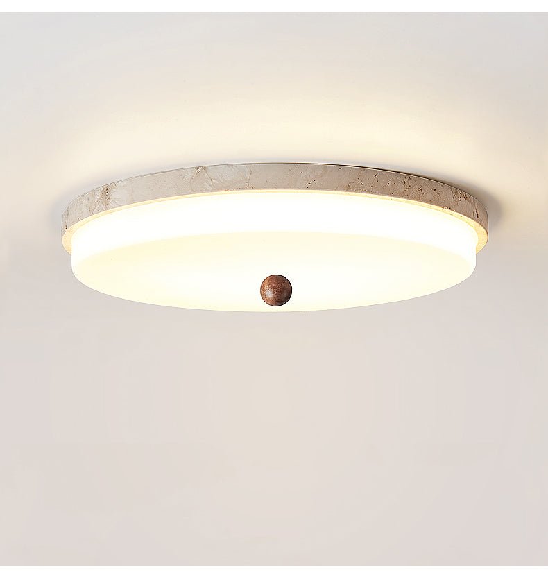 Plafonnier moderne Newton en Travertin jaune et blanc