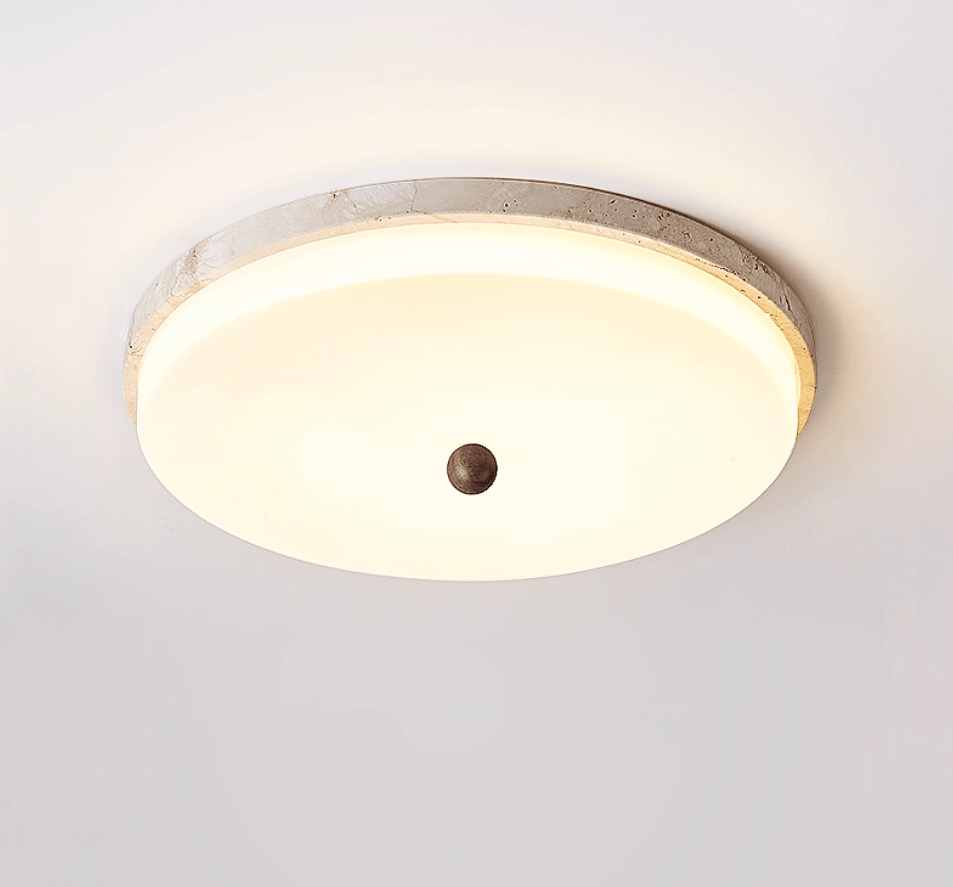 Plafonnier moderne Newton en Travertin jaune et blanc