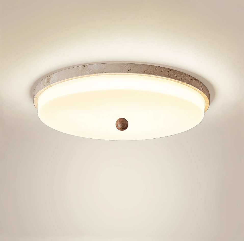 Plafonnier moderne Newton en Travertin jaune et blanc