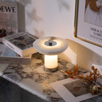 Lampe à poser moderne Ottar en Albâtre Chrome et blanc