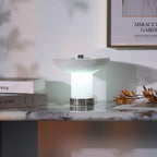 Lampe à poser moderne Ottar en Albâtre Chrome et blanc