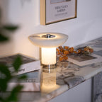 Lampe à poser moderne Ottar en Albâtre Chrome et blanc