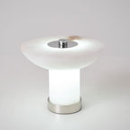 Lampe à poser moderne Ottar en Albâtre Chrome et blanc