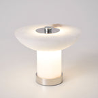 Lampe à poser moderne Ottar en Albâtre Chrome et blanc
