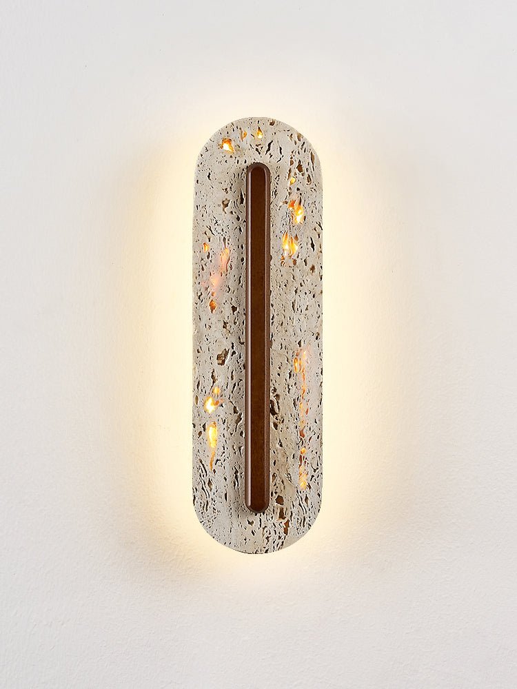 Applique murale moderne Vilhelm en Noyer et travertin jaune