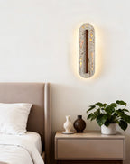 Applique murale moderne Vilhelm en Noyer et travertin jaune