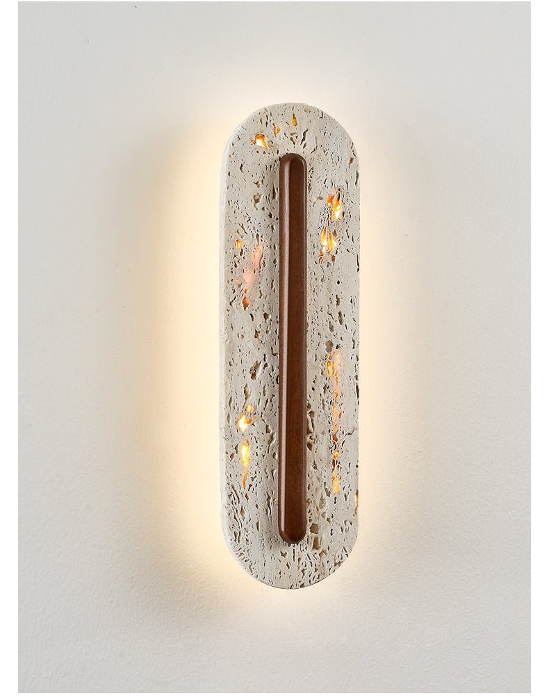 Applique murale moderne Vilhelm en Noyer et travertin jaune