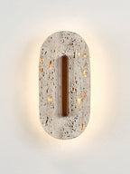 Applique murale moderne Barclay en Travertin jaune et noyer